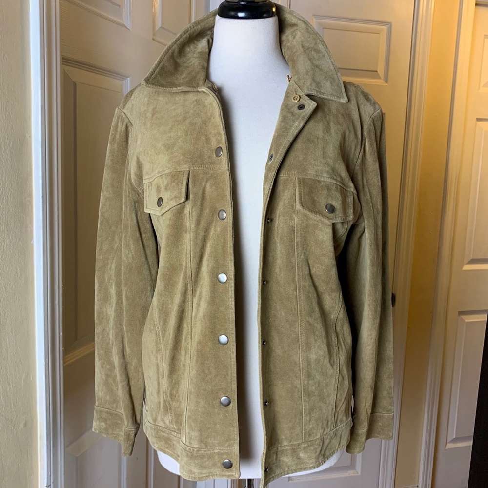 Dennis Basso tan suede leather Jacket Small